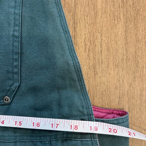Roper Range Gear Double Knee Denim Overall Women Large Green Hot Pink Quilt Line - Picture 7 of 14